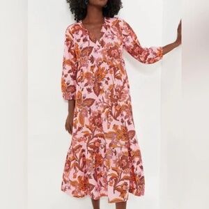 Tucknernuck Sunset Chintz Long Sleeve Salty Paloma Caftan Size XL